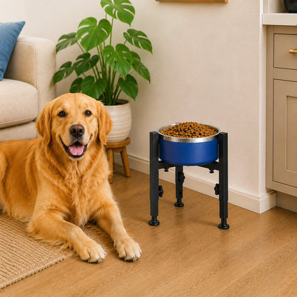 Adjustable Raised Dog Bowl Stand for Home Feeding - No-Bend Metal Pet Bowl Holder for Cleaner, More Comfortable Meals