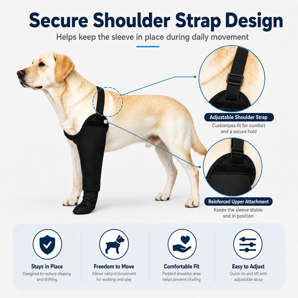 Dog Front Leg Protective Sleeve for Recovery & Walks - Helps Reduce Licking