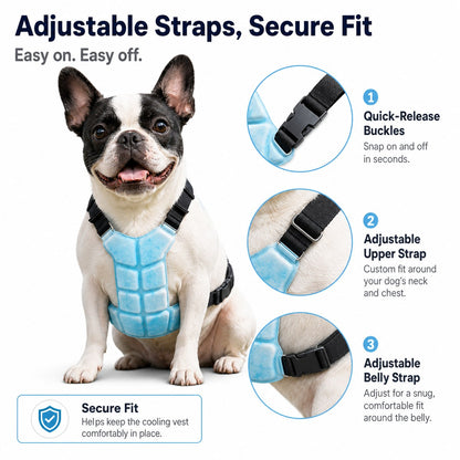 Reusable PCM Pet Cooling Vest for Summer Walks & Outdoor Play - No Electricity Cooling Harness for Dogs & Cats