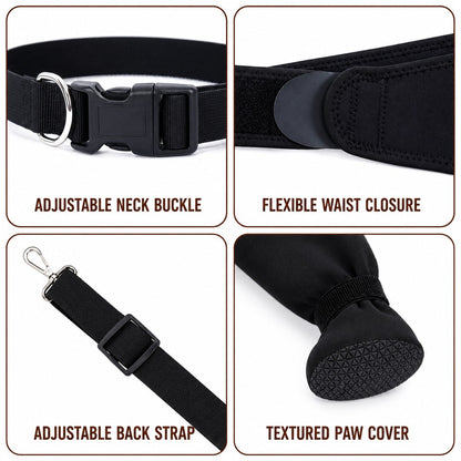 Adjustable Dog Rear Leg Recovery Sleeve with Paw Cover - Helps Limit Licking During Post-Surgery Rest