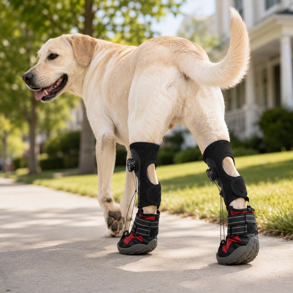 Adjustable Tension-Dial Dog Paw-Lift Support Boots – For Indoor Floors & Outdoor Walks, Paw Dragging & Scuffing Support
