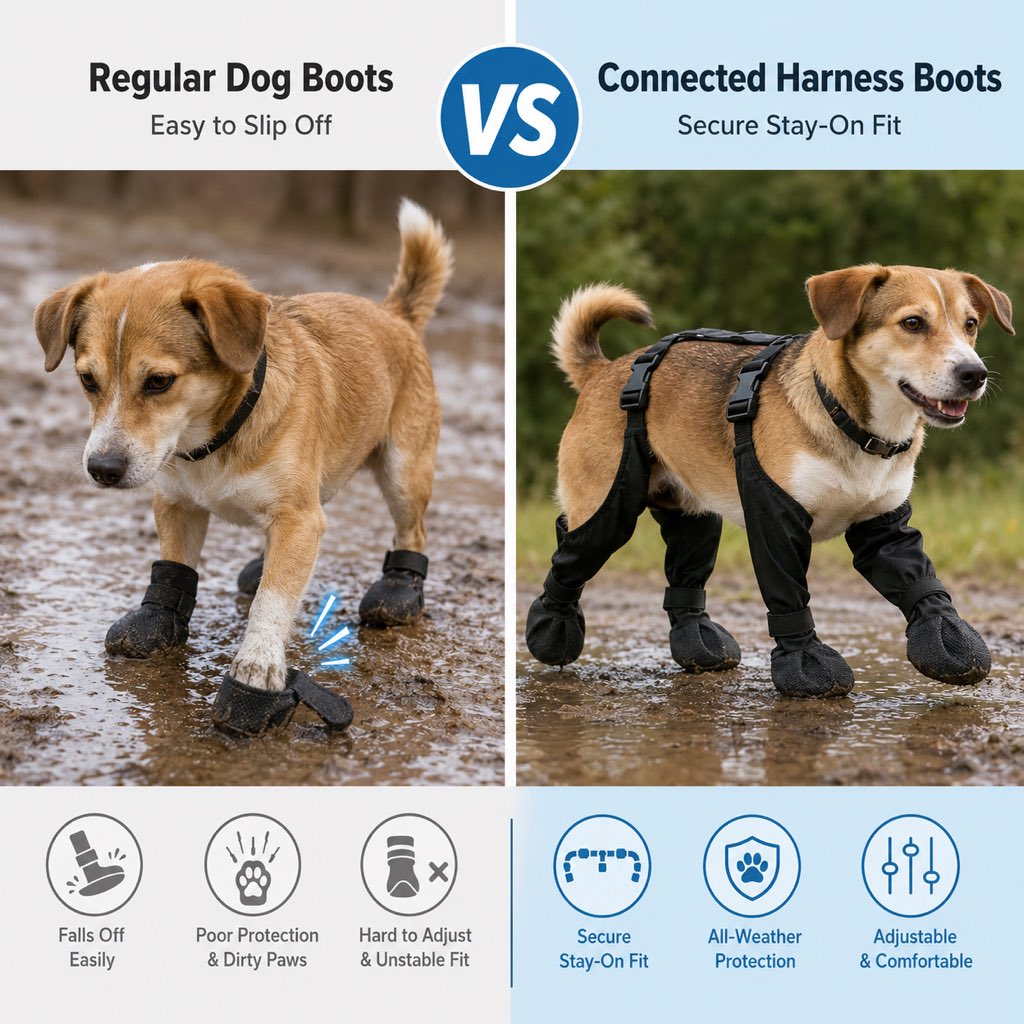 Stay-On Waterproof Dog Walking Boots for Rain, Mud & Hot Pavement - Anti-Slip Paw Protection Suit