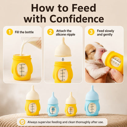 Newborn Puppy & Kitten Nursing Bottle – Anti-Choke Silicone Pet Feeder for Safe, Gentle Milk Feeding at Home