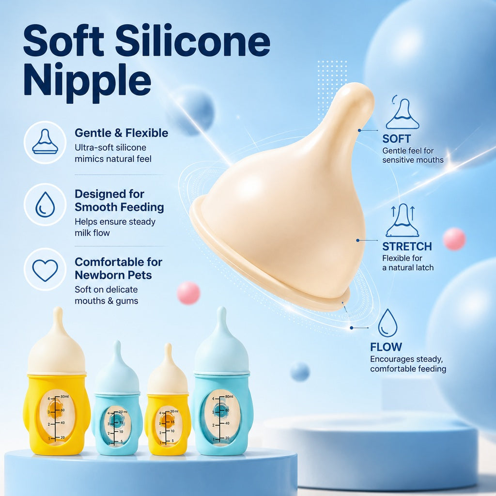 Newborn Puppy & Kitten Nursing Bottle – Anti-Choke Silicone Pet Feeder for Safe, Gentle Milk Feeding at Home