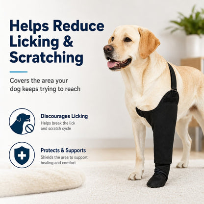 Dog Front Leg Protective Sleeve for Recovery & Walks - Helps Reduce Licking