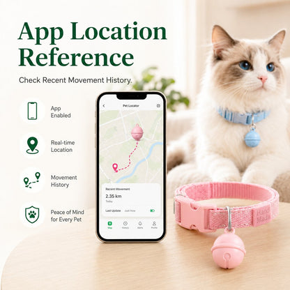 Smart Pet Tracker Bell Collar for Cats & Small Dogs - Find Hiding Pets Faster at Home, in the Yard & on Daily Walks
