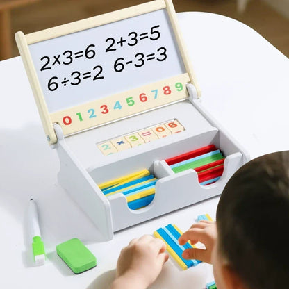 Wooden multifunctional arithmetic drawing board in use