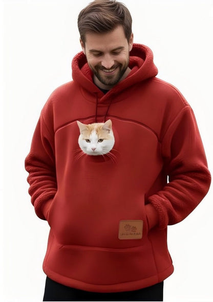 Pet Carrier Hoodie with Front Pouch - Cat & Small Dog Carrier Sweatshirt for Women & Men, Hands-Free Cuddle Hoodie, S-3XL