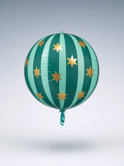 Green Starry Round Foil Balloon, 20 in Party Accent