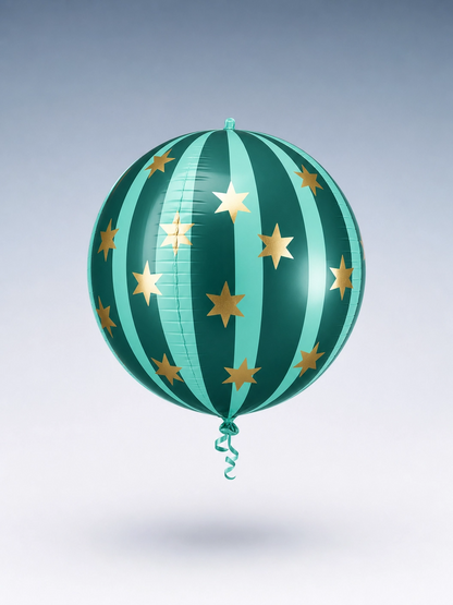 Green Starry Round Foil Balloon, 20 in Party Accent