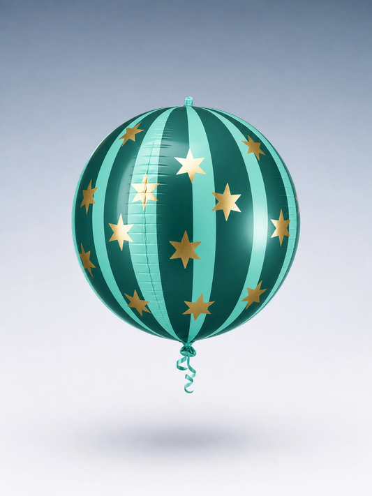 Green Starry Round Foil Balloon, 20 in Party Accent