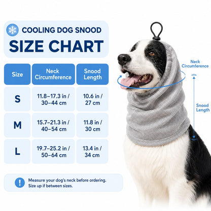 Water-Activated Dog Cooling Snood for Summer Walks - Lightweight Neck & Ear Cooler for Hot Weather, Beach Days & Long-Fur Dogs