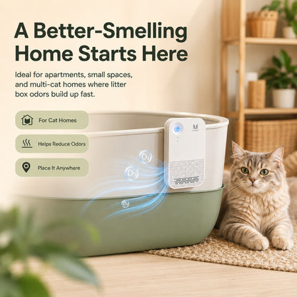 Smart Litter Box Odor Control Deodorizer for Cats - Cordless Auto-Sensing Pet Odor Purifier