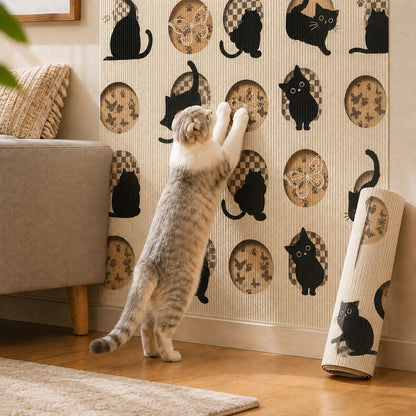Self-Adhesive Cat Scratch Mat for Wall & Furniture Protection – Cuttable Cat Scratching Pad for Sofa, Door, Bedside & Home Surfaces