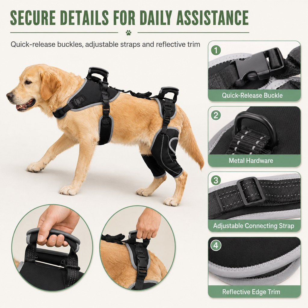 Full-Body Dog Lift Harness with Dual Rear-Leg Support - Easier Standing, Stairs & Car Entry