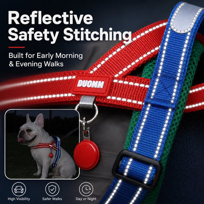 No-Choke French Bulldog Harness & Leash Set for Daily Walks - Reflective, Easy-Control Fit for Broad-Chest Dogs