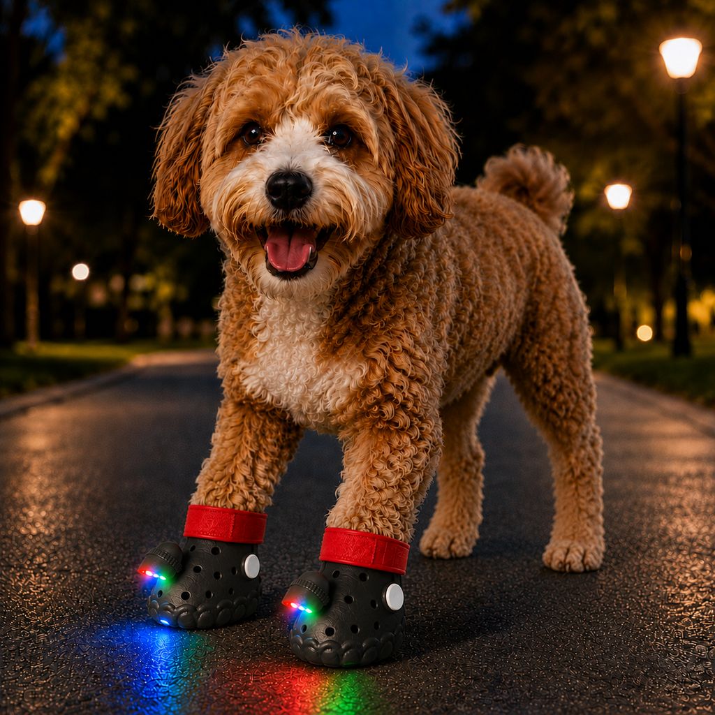 Step-Activated RGB Light-Up Dog Boots for Night Walks – Low-Light Visibility & Lightweight EVA Paw Coverage