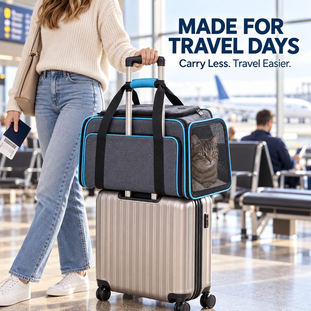 Dual-Sided Expandable Pet Carrier for Cats & Small Dogs - More Room for Road Trips, Vet Visits & Travel