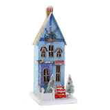 Holiday Village House – Blue Townhouse Christmas Decoration, 11.5 in