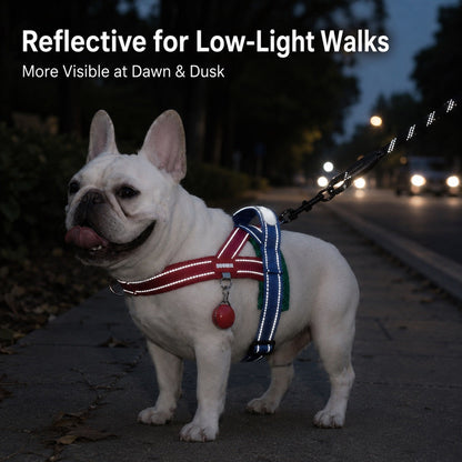 No-Choke French Bulldog Harness & Leash Set for Daily Walks - Reflective, Easy-Control Fit for Broad-Chest Dogs