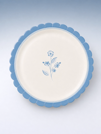 Blue Flower Round Paper Plates, 8 ct, 8 in
