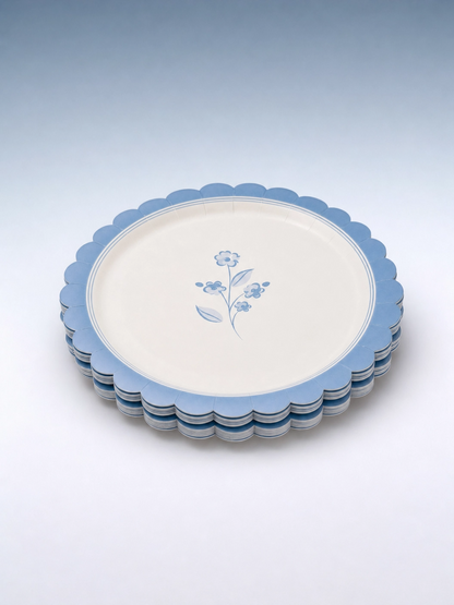 Blue Flower Round Paper Plates, 8 ct, 8 in