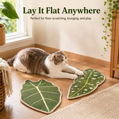 Botanical Stick-On Sisal Cat Scratcher Mat for Walls, Doors & Floors - Redirect Scratching Away From Furniture
