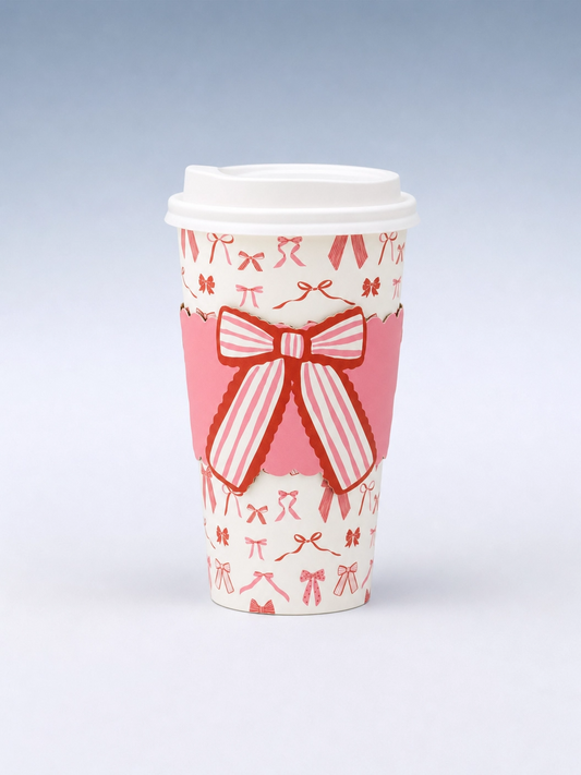 Bow Pattern Paper To Go Cups, 8 ct, 16 oz