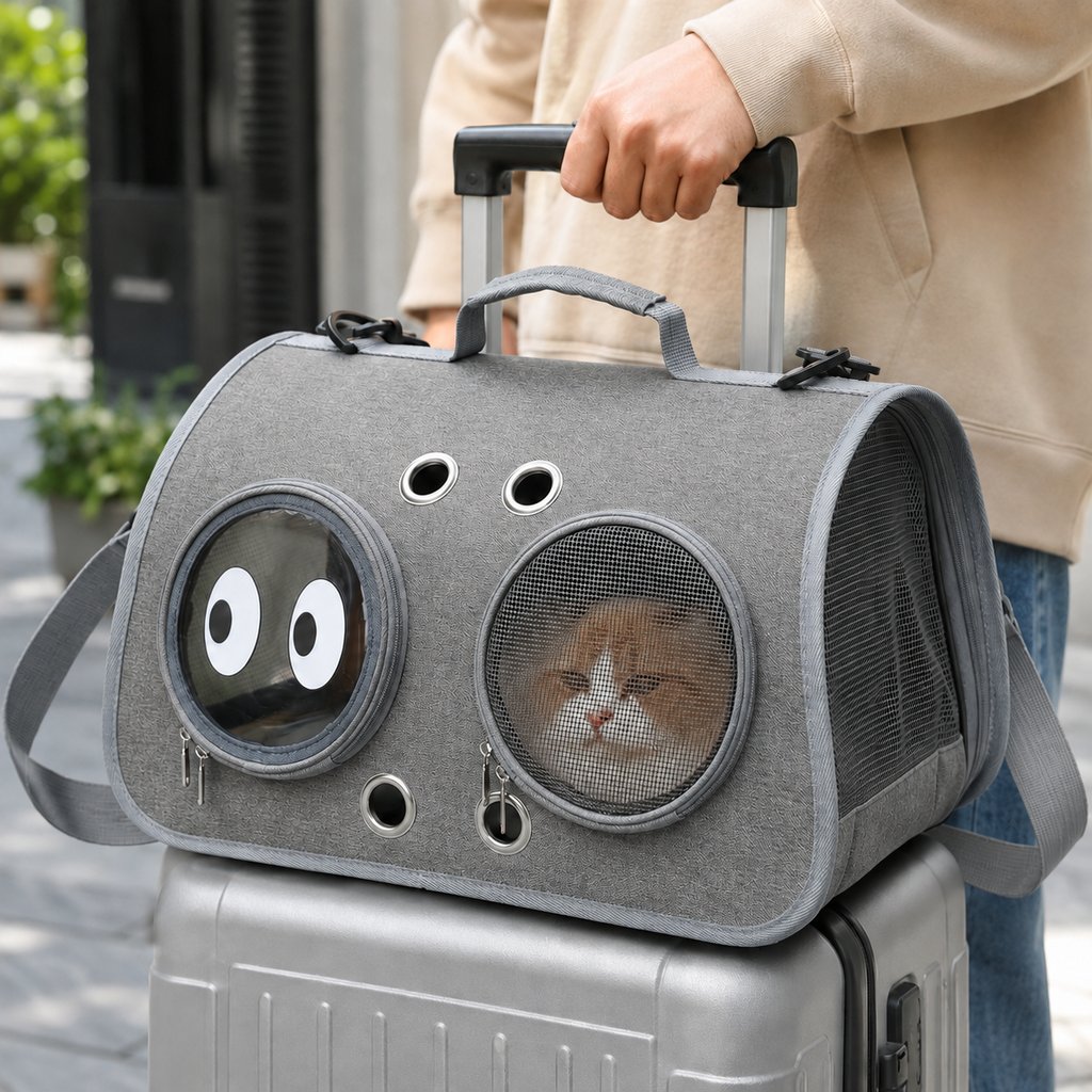 Breathable Cat Travel Carrier for Road Trips & Vet Visits - Structured Foldable Soft-Sided Pet Bag