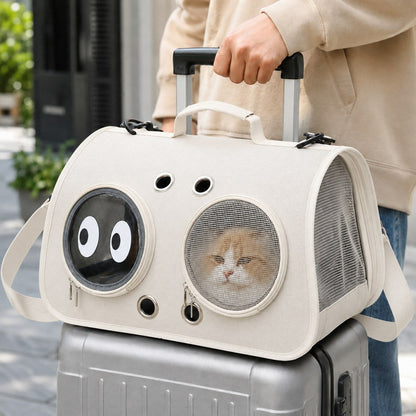 Breathable Cat Travel Carrier for Road Trips & Vet Visits - Structured Foldable Soft-Sided Pet Bag