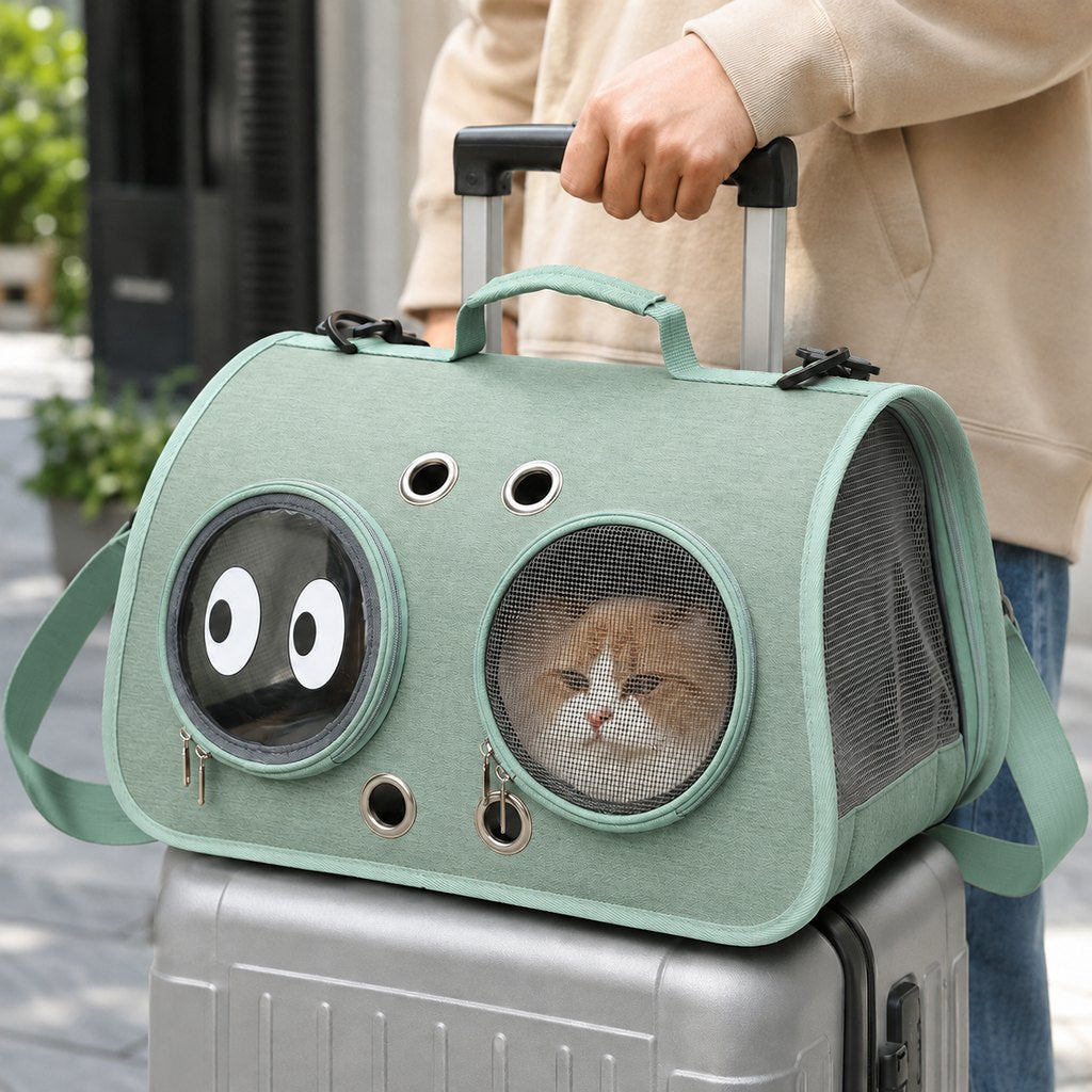 Breathable Cat Travel Carrier for Road Trips & Vet Visits - Structured Foldable Soft-Sided Pet Bag