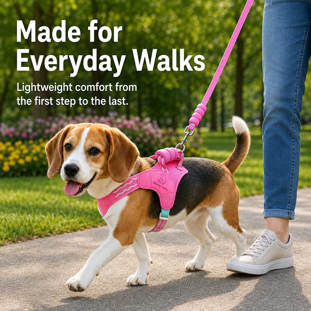 Breathable Padded Dog Harness & Leash Set for Daily Walks - Easy-Control Vest for Small & Medium Dogs