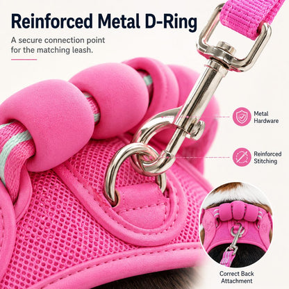 Breathable Padded Dog Harness & Leash Set for Daily Walks - Easy-Control Vest for Small & Medium Dogs