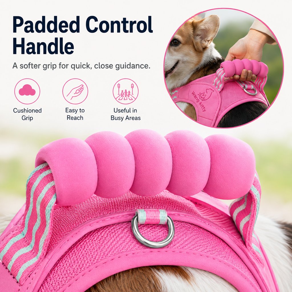 Breathable Padded Dog Harness & Leash Set for Daily Walks - Easy-Control Vest for Small & Medium Dogs