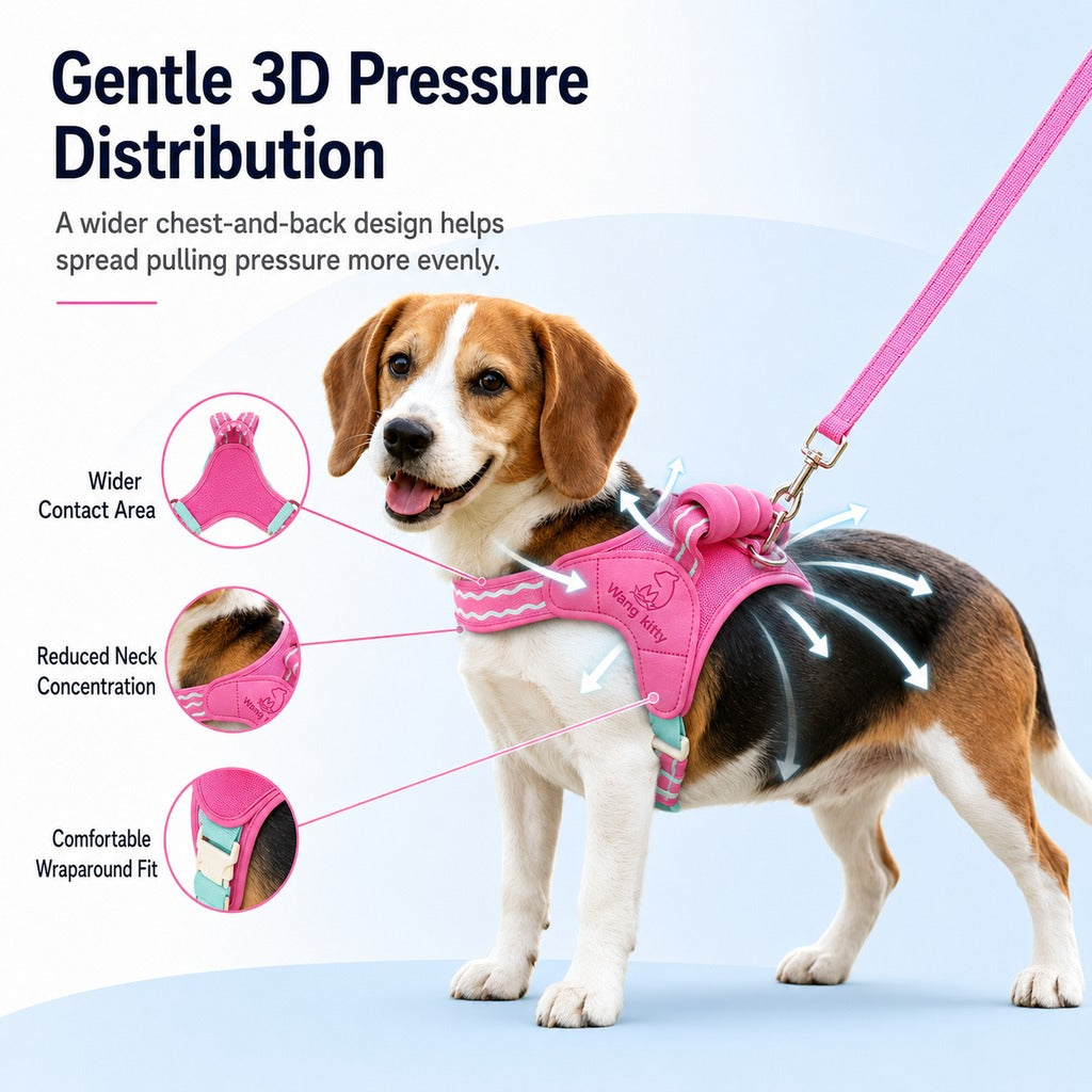 Breathable Padded Dog Harness & Leash Set for Daily Walks - Easy-Control Vest for Small & Medium Dogs