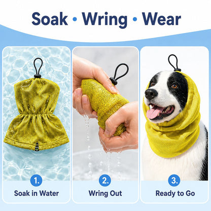 Water-Activated Dog Cooling Snood for Summer Walks - Lightweight Neck & Ear Cooler for Hot Weather, Beach Days & Long-Fur Dogs