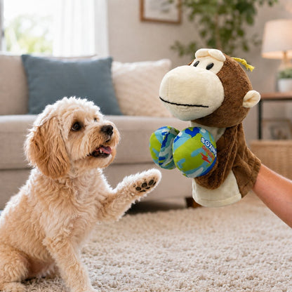 Interactive Boxing Pet Puppet for Indoor Play – Squeeze-to-Punch Sound Toy for Bored Dogs & Cats