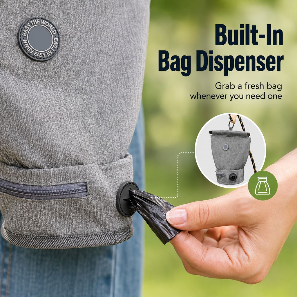 Dog Poop Bag Holder for Walks - Carry Used Waste Bags Hands-Free Until the Next Trash Can