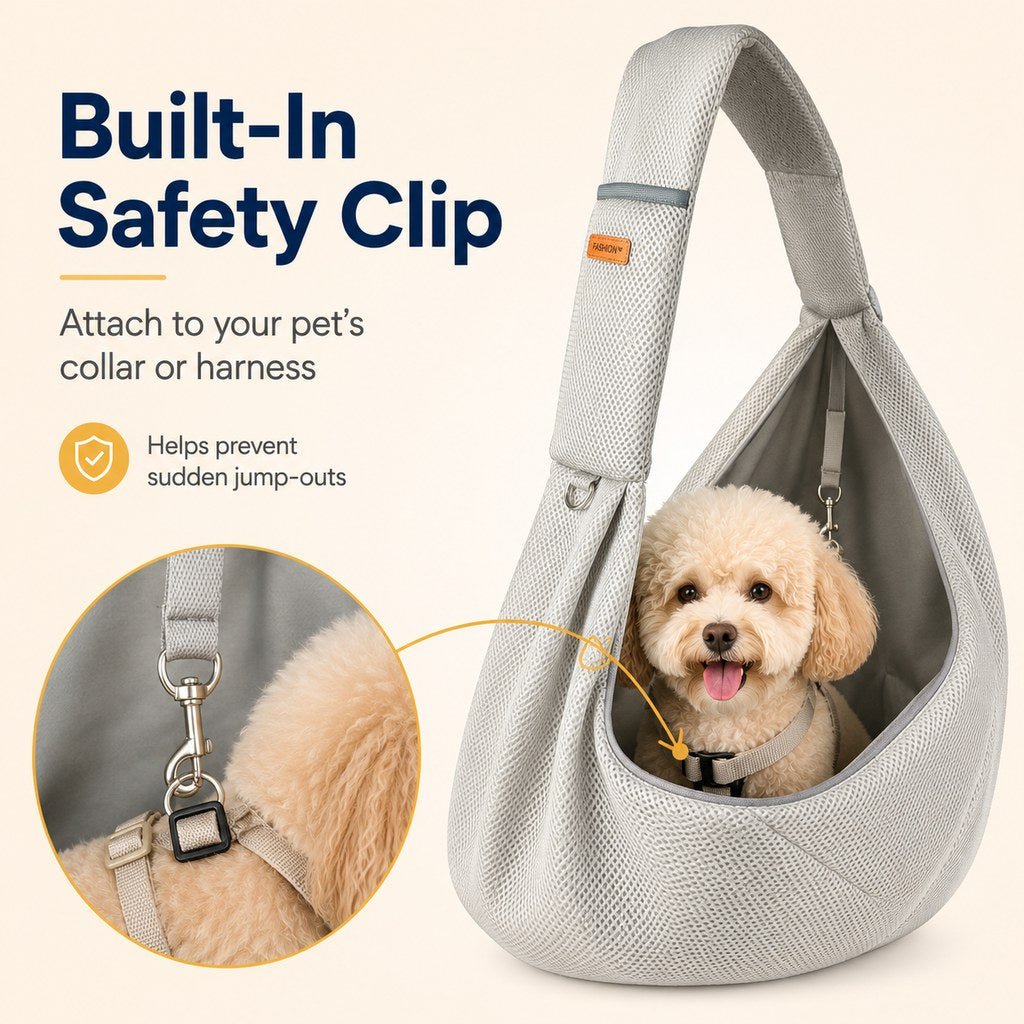 Crossbody Pet Sling Carrier for Small Dogs & Cats - Breathable Hands-Free Travel Bag for Walks, Errands & Vet Visits