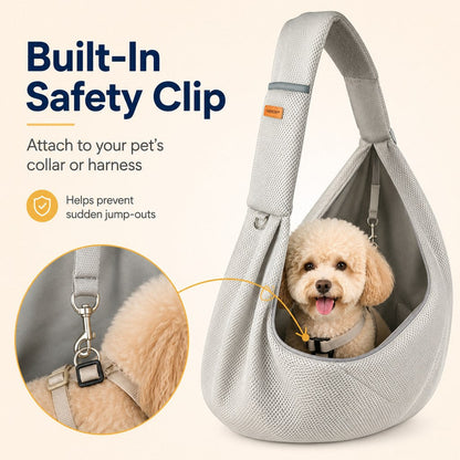 Crossbody Pet Sling Carrier for Small Dogs & Cats - Breathable Hands-Free Travel Bag for Walks, Errands & Vet Visits