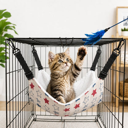 Reversible Cat Cage Hammock with Adjustable Straps - Space-Saving Hanging Bed for Wire Crates
