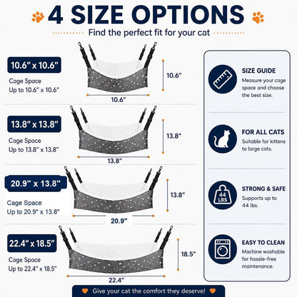 Reversible Cat Cage Hammock with Adjustable Straps - Space-Saving Hanging Bed for Wire Crates
