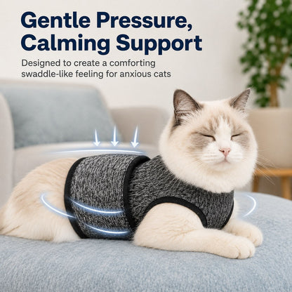 Cat Calming Vest for Thunderstorms, Travel & Quiet Time - Soft Adjustable Comfort Wrap for Nervous Cats