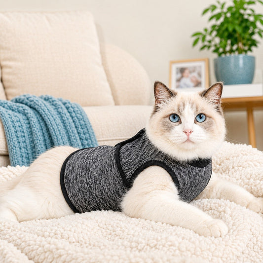 Cat Calming Vest for Thunderstorms, Travel & Quiet Time - Soft Adjustable Comfort Wrap for Nervous Cats
