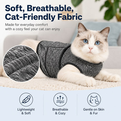 Cat Calming Vest for Thunderstorms, Travel & Quiet Time - Soft Adjustable Comfort Wrap for Nervous Cats