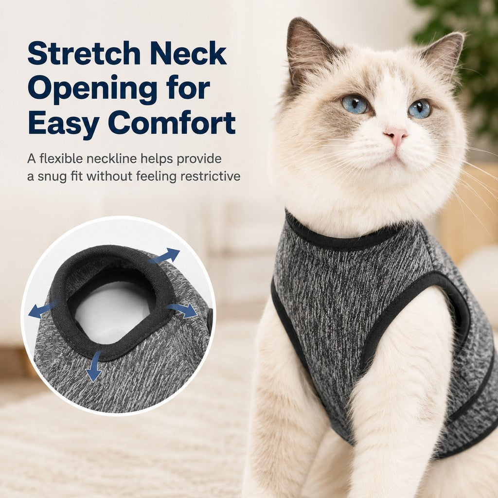Cat Calming Vest for Thunderstorms, Travel & Quiet Time - Soft Adjustable Comfort Wrap for Nervous Cats