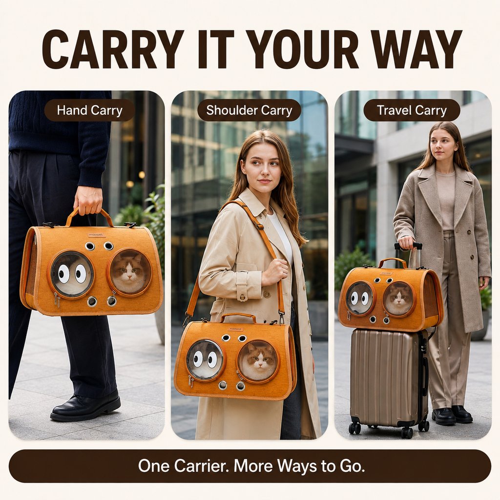 Breathable Cat Travel Carrier for Road Trips & Vet Visits - Structured Foldable Soft-Sided Pet Bag