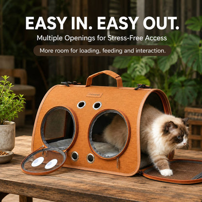 Breathable Cat Travel Carrier for Road Trips & Vet Visits - Structured Foldable Soft-Sided Pet Bag
