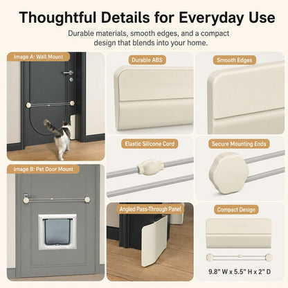 No-Drill Cat Door Alternative for Litter Rooms & Bedrooms – Helps Cats Pass Through Without Leaving Doors Wide Open