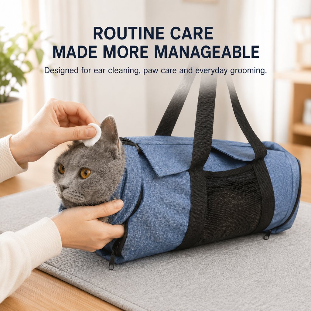 Cat Grooming Restraint Bag for Nail Trimming & Ear Cleaning – Easier Control for Wiggly Cats